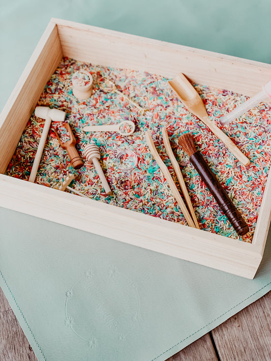 Wooden sensory play tray